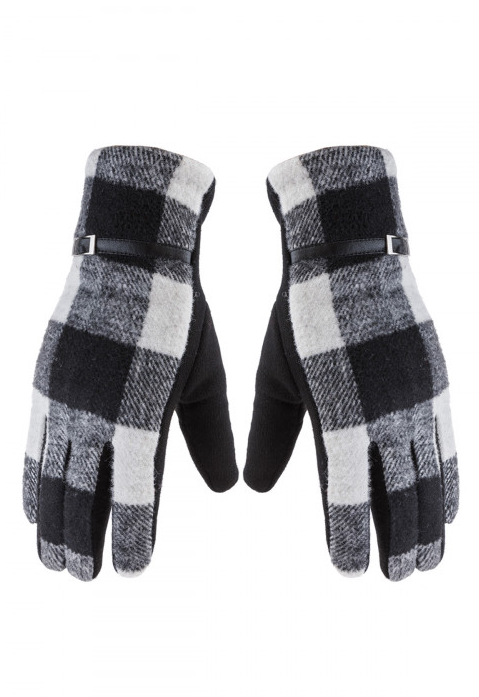 Black & White Buffalo Plaid Smart Gloves