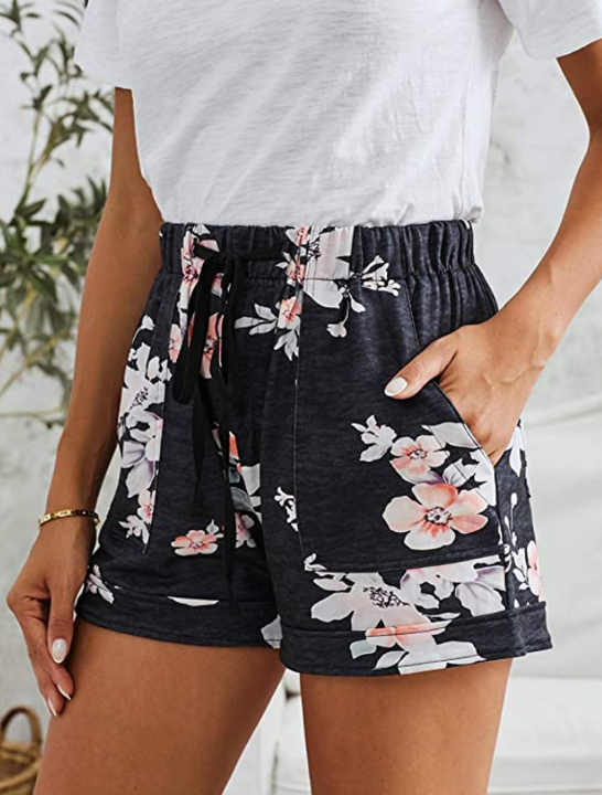 Black Floral Women's Shorts