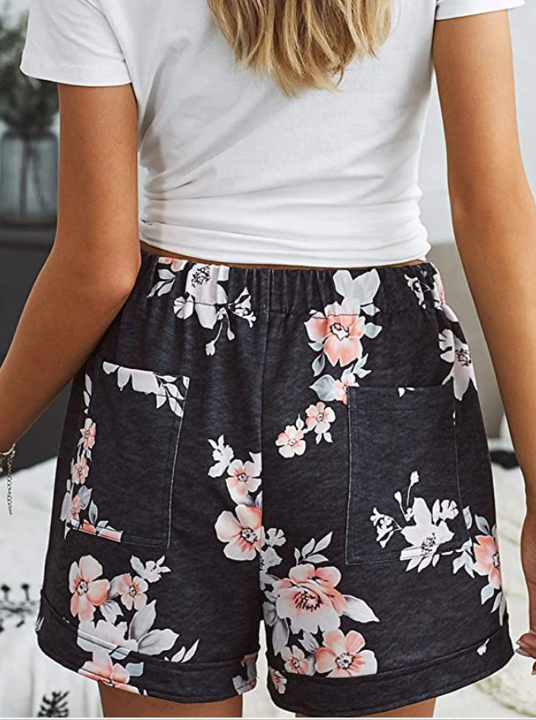 Black Floral Women's Shorts