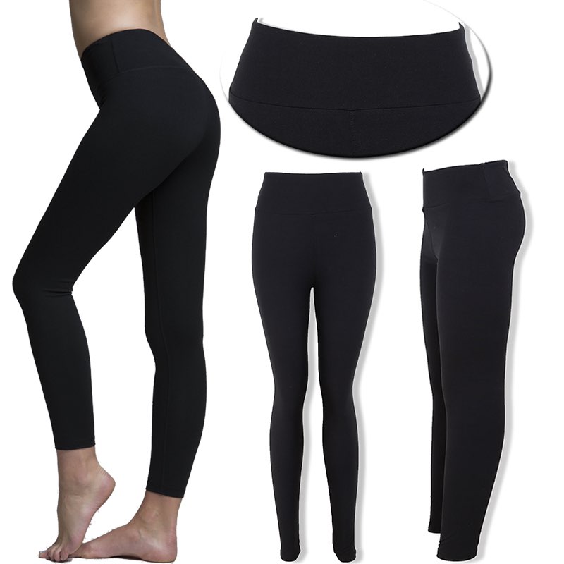 Solid Black Premium Legging with Yoga Band - Women's Plus TC