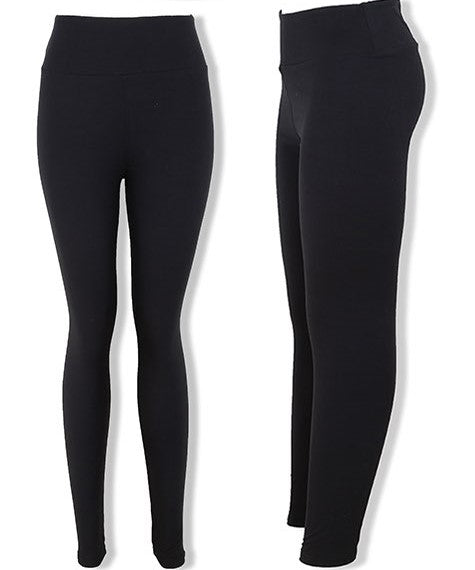 Solid Black Premium Legging with Yoga Band - Women's One Size