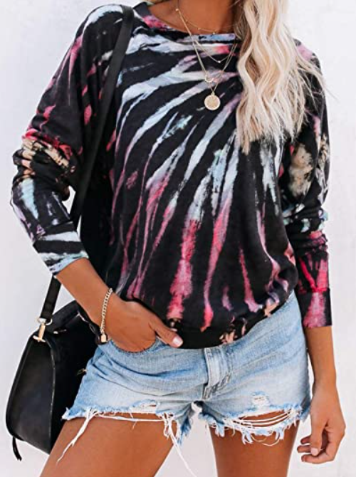 The Blair - Women's Top in Black Tie Dye