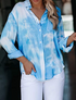 The Jennifer - Women's Button Down Tie Dye Top in Light Blue