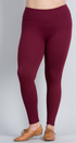 Burgundy Solid Leggings with Yoga Band - Women's Plus TC