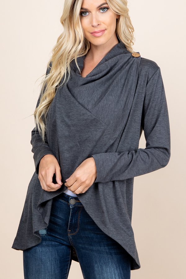 The Catherine - Women's Plus Size Cardigan in Charcoal