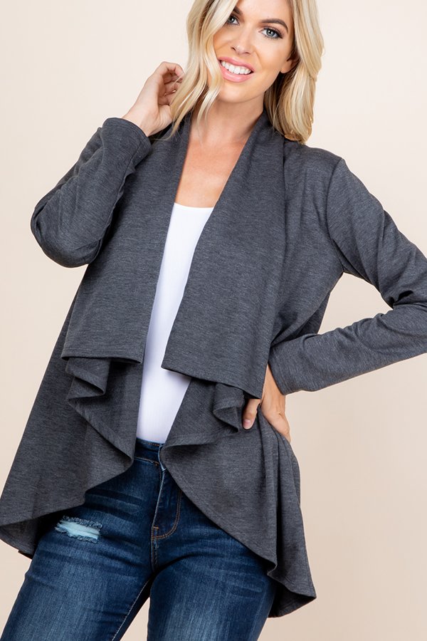 The Catherine - Women's Plus Size Cardigan in Charcoal