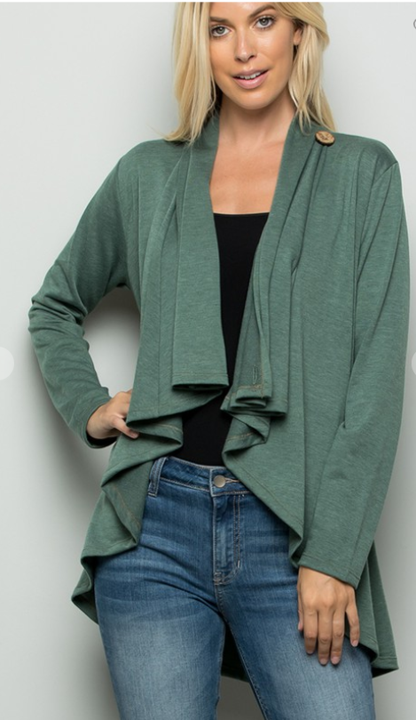 The Catherine - Women's Plus Size Cardigan in Olive