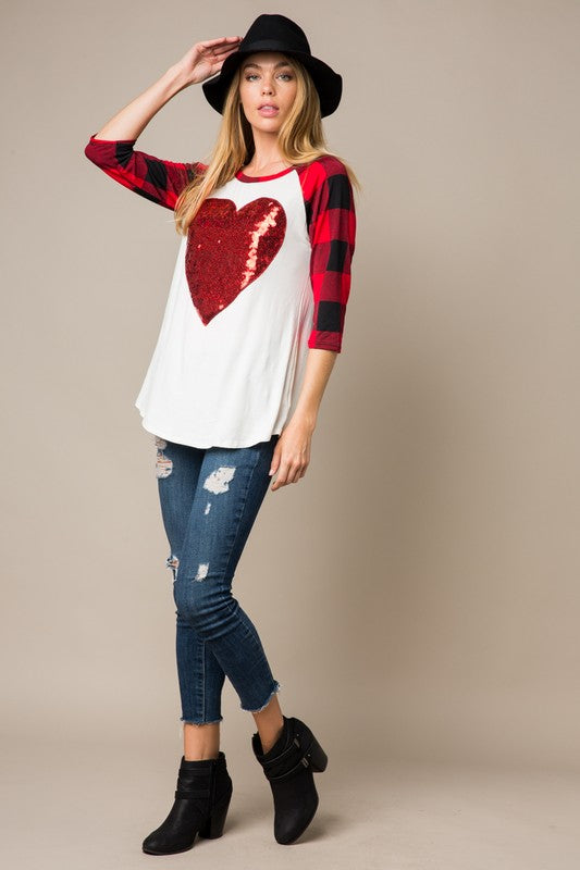 The Dixie with Sequined Heart - Women's Top