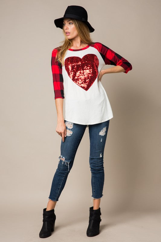 The Dixie with Sequined Heart - Women's Top