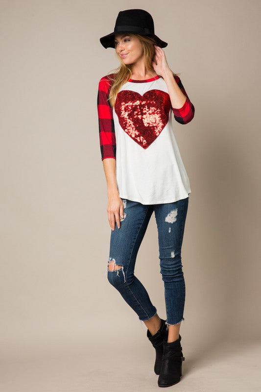 The Dixie with Sequined Heart - Women's Top