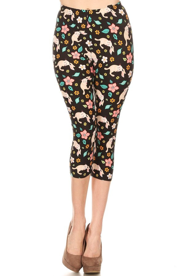 Bunnies in Bloom - Women's Plus Size Capris