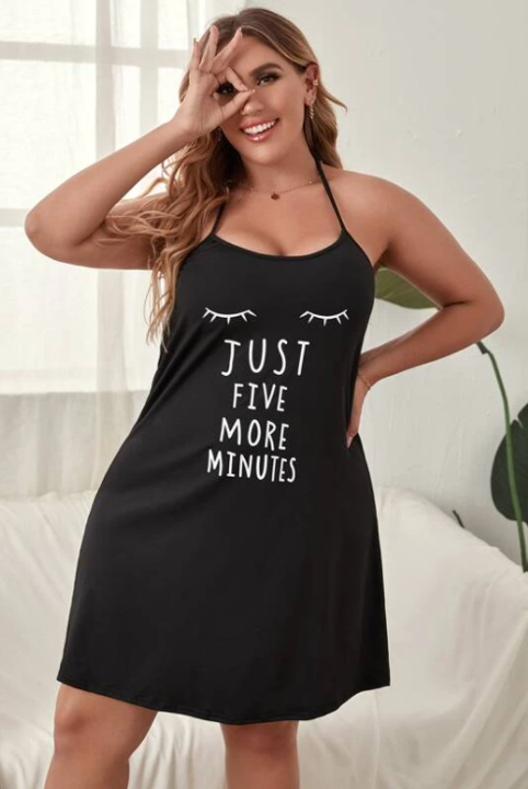 Just Five More Minutes - Women's Plus Size Halter Pajama