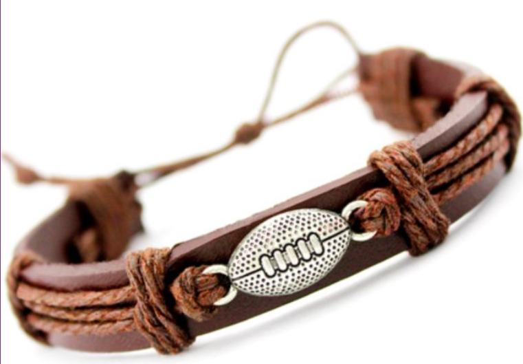 Football Leather Adjustable Bracelets
