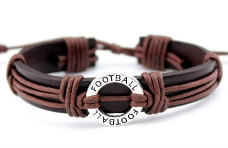 Football Leather Adjustable Bracelets