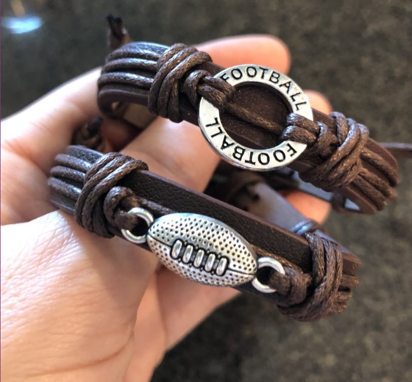 Football Leather Adjustable Bracelets
