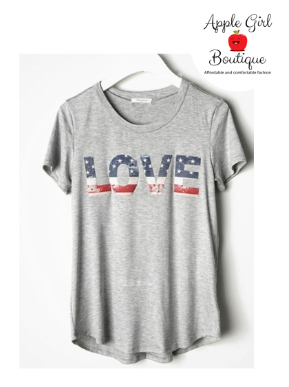 American Flag Love Top - Girls Sizes