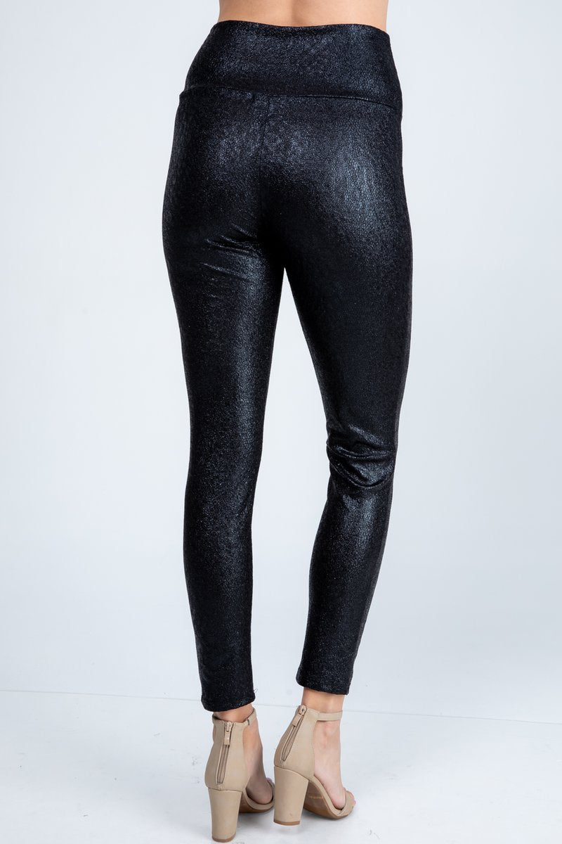 Textured Faux Leather Look Pants in Black - Women's