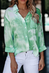 The Jennifer - Women's Button Down Tie Dye Top in Green