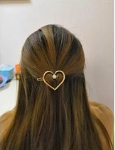 Gold Heart Barrette with Pearl