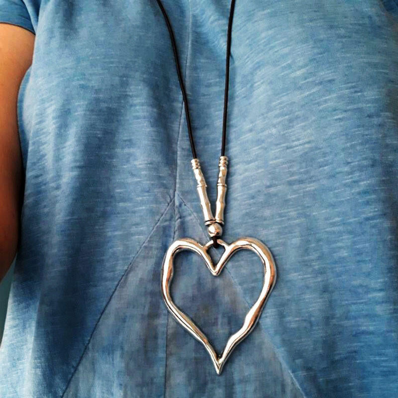 Open Heart Vintage Pendant Necklace