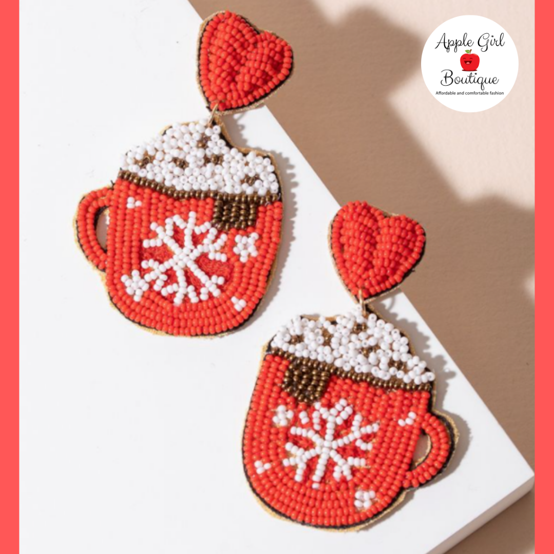 Hot Cocoa Beaded Statement Earrings