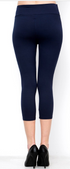 Navy Solid Capri Leggings with Yoga Band - Women's One Size