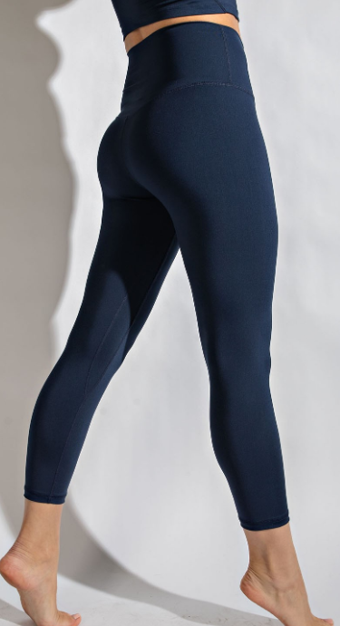 Solid Navy Premium Legging with Yoga Band - Women's Extra Plus TC