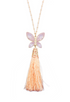 Peach Butterfly Tassel Necklace