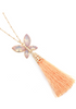 Peach Butterfly Tassel Necklace