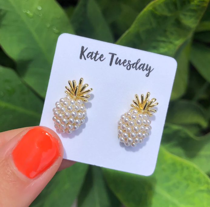Pearly Pineapple Stud Earrings
