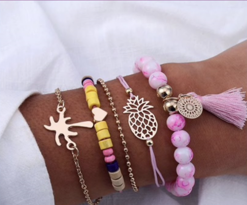 Summer Pink Babe Bracelet Set
