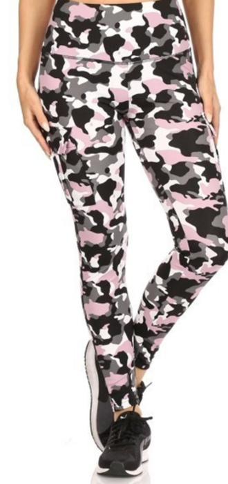 Pink & Black Camo Athletic Leggings for Women