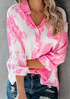 The Jennifer - Women's Button Down Tie Dye Top in Pink