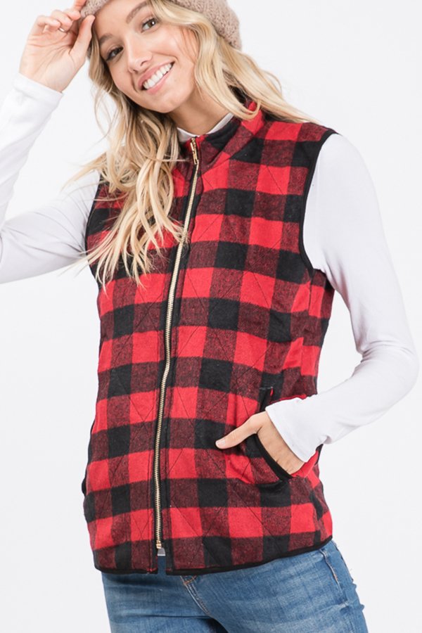 The Kassidy - Women's Black & Red Fleece Vest