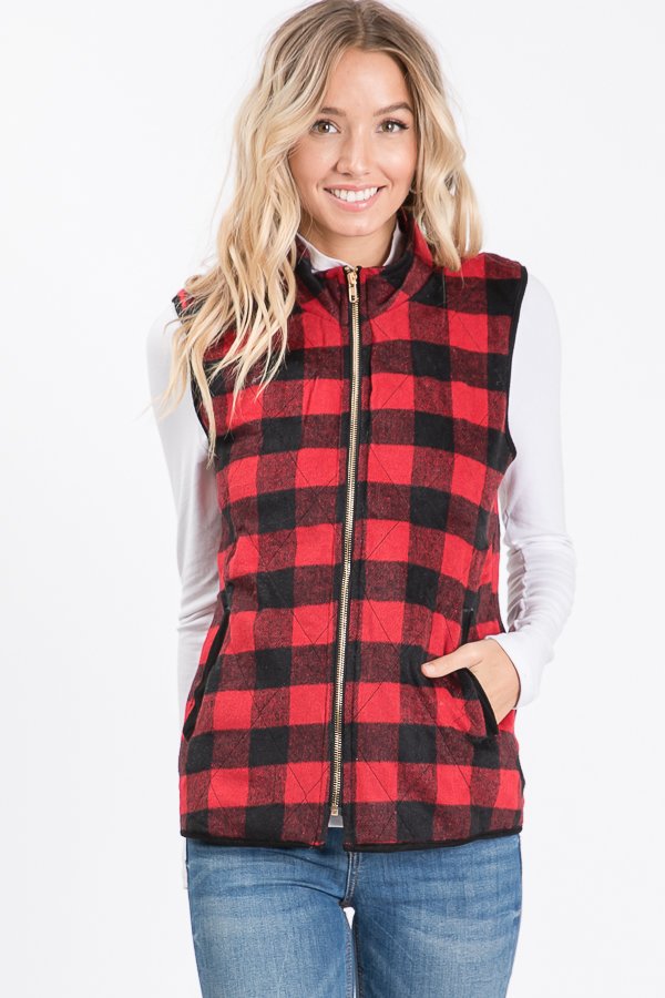 The Kassidy - Women's Black & Red Fleece Vest