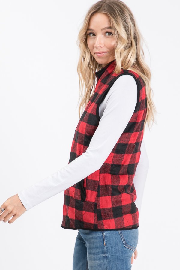 The Kassidy - Women's Black & Red Fleece Vest