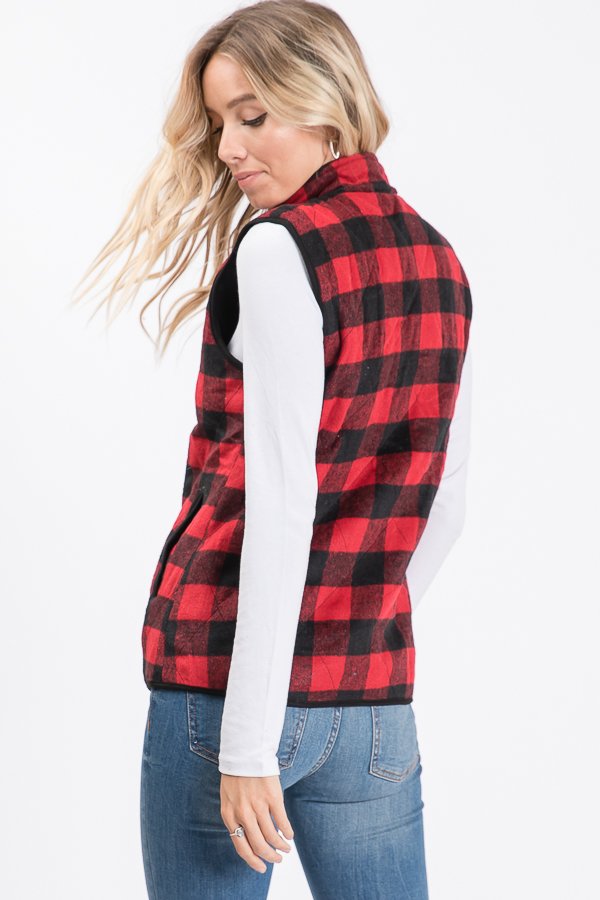 The Kassidy - Women's Black & Red Fleece Vest