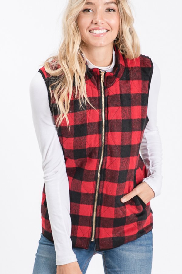 The Kassidy - Women's Black & Red Fleece Vest