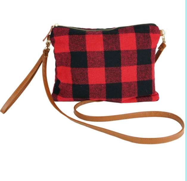 Red Buffalo Plaid Crossbody/Clutch Bag