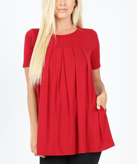 The Renee - Women's Plus Size Top in Ruby Red