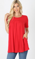 The Renee - Women's Top in Ruby Red