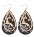 Prancer Reindeer Faux Leather Teardrop Earrings