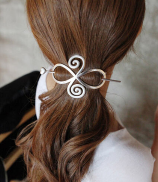 Silver Scroll Hair Pin Bun/Ponytail Holder