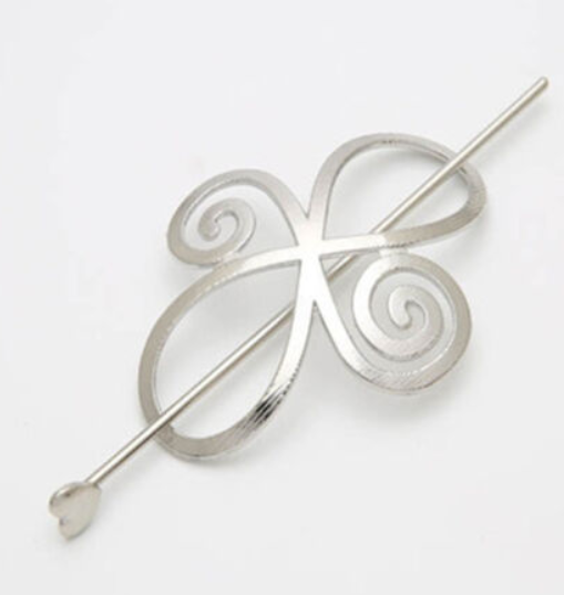 Silver Scroll Hair Pin Bun/Ponytail Holder
