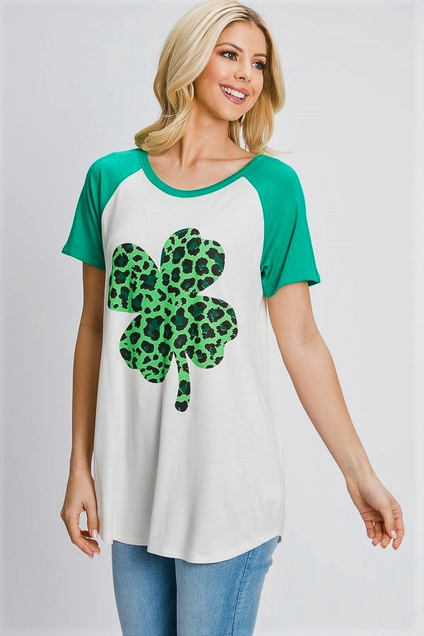 The Deidre - Women's Plus Size Top with Green Sleeves