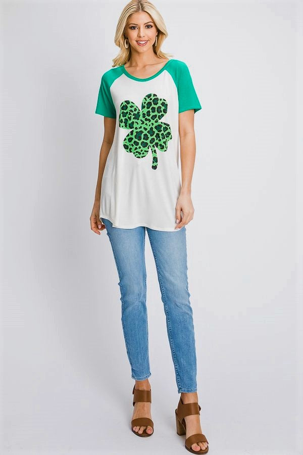 The Deidre - Women's Plus Size Top with Green Sleeves