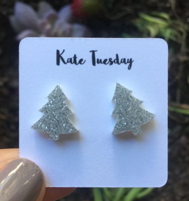 Silver Shimmer Tree Earrings