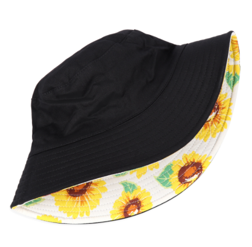 White Sunflower Reversible Bucket Hat