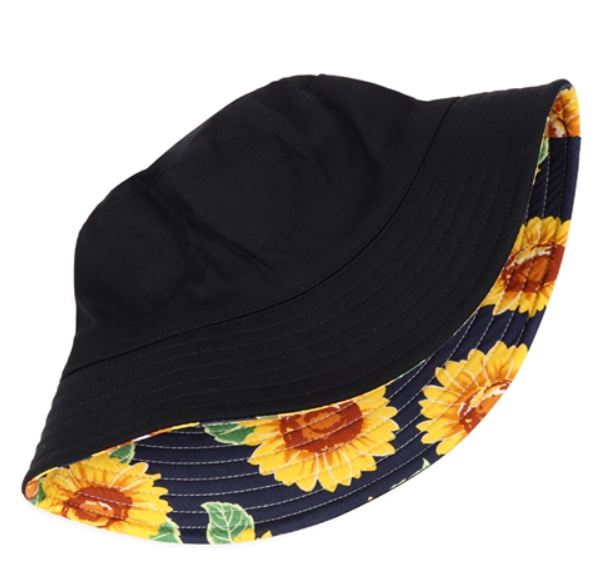 Navy Sunflower Reversible Bucket Hat