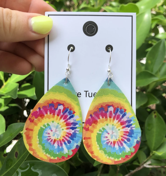 Rainbow Tie Dye Earrings